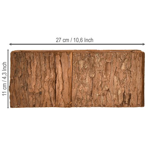 Floristik24 Wooden planter oblong flower box pine bark 27×10cm