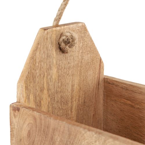 Product Planter natural wood jute with handle 35x16x21.5cm