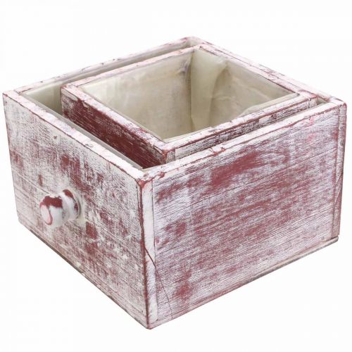 Product Plant box shabby chic decorative drawer red white set of 2