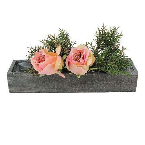 Floristik24 Wooden box with foil gray 50cm x 9.5cm x 5.5cm