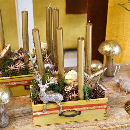 Floristik24 Plant box wooden drawer Shabby Chic Yellow 25x13x9cm