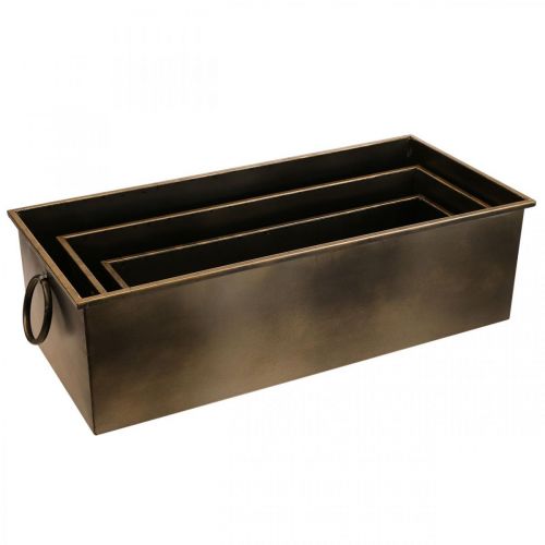 Floristik24 Flower Box Metal Planter Brass 59/53/47cm Set of 3