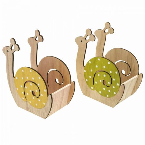 Floristik24 Plant box snails wood cachepot wooden snail 19cm 2pcs