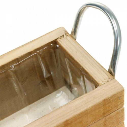 Product Plant box wood with handles 23.5×12cm natural wooden box