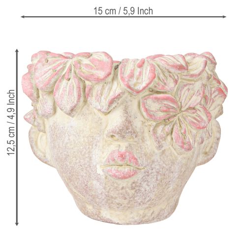 Product Plant head flower pot for hanging concrete look pink H13cm