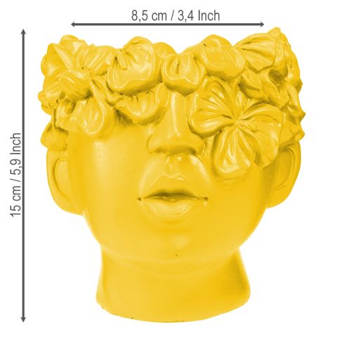 Product Plant head bust polyresin planter yellow 13.5×13×14cm