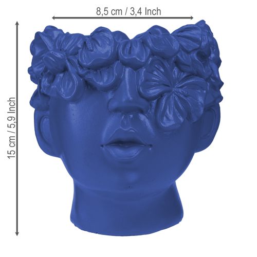 Product Plant Head Polyresin Bust Planter Blue 13.5×13×14cm