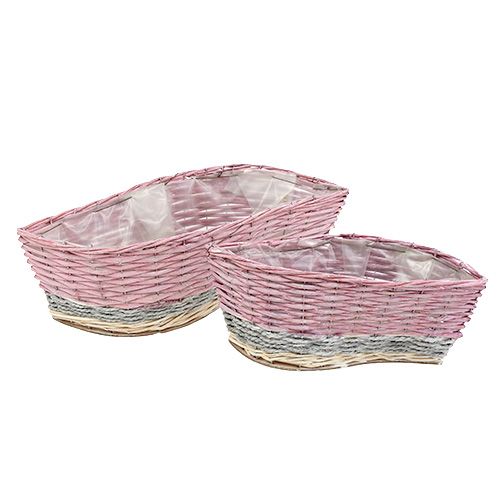 Plant basket set of 2 wave pink, nature