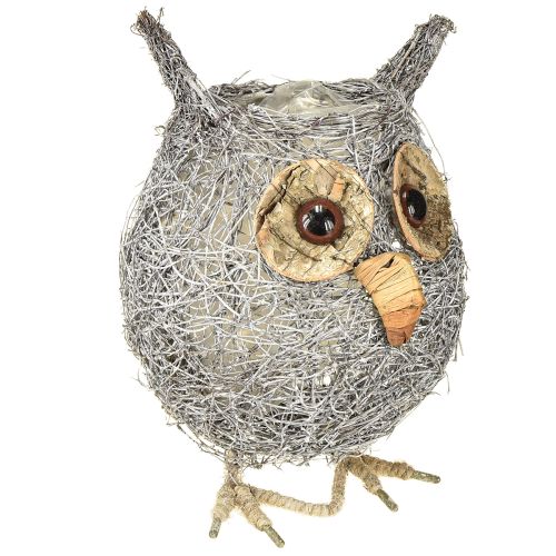 Product Plant basket owl vine white washed Ø14cm