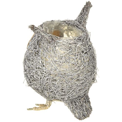 Product Plant basket owl vine white washed Ø14cm