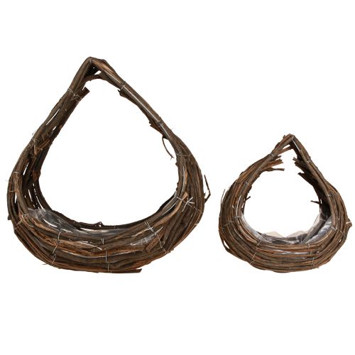Floristik24 Plant Basket Wood Drops Natural 38x18cm / 23x13cm Set of 2