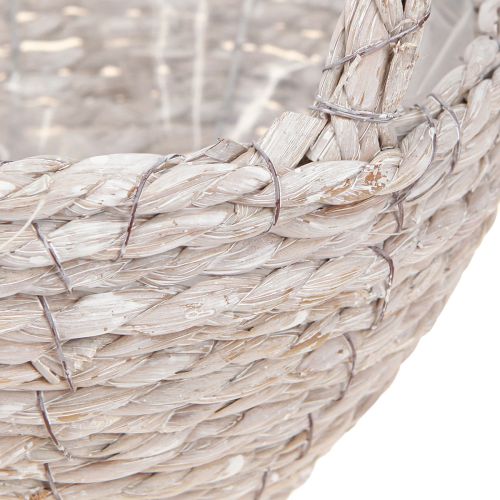Product Plant basket 2-piece set, straw, natural, white, Ø23/28, shabby chic