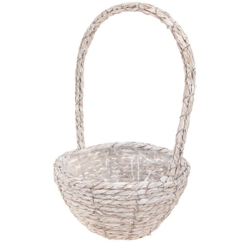 Product Plant basket 2-piece set, straw, natural, white, Ø23/28, shabby chic
