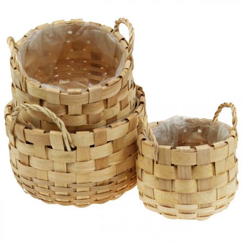 Product Natural plant basket set of 3, flower basket, planter, boho decorative basket, woven, Ø18/23/29cm