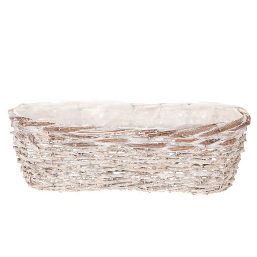 Basket planter with foil insert, oval, white, 37cm | Floristik24.ie