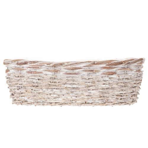 Basket planter with foil insert, oval, white, 37cm | Floristik24.ie