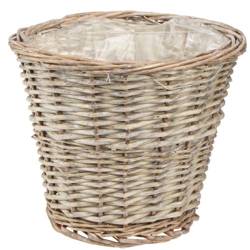 Product Vintage wicker plant basket, Ø25 cm, H21 cm, grey/white, set of 2