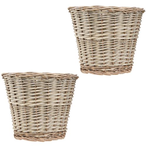 Product Vintage wicker plant basket, Ø25 cm, H21 cm, grey/white, set of 2