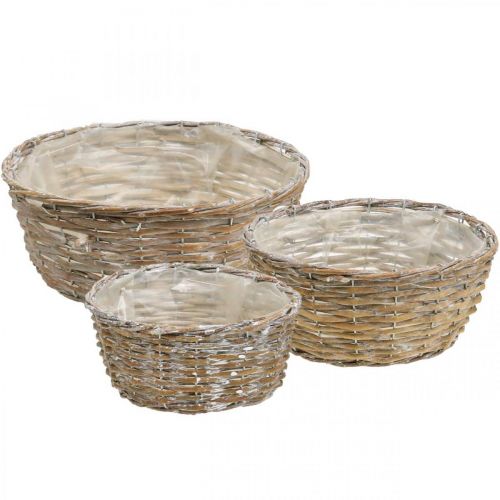 Plant basket wicker basket white washed Ø21.5/26/Ø31cm set of 3