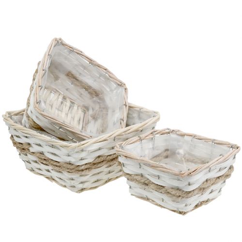 Floristik24 Plant basket square white set of 3 27cm / 22.5cm / 19cm
