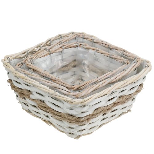 Floristik24 Plant basket square white set of 3 27cm / 22.5cm / 19cm