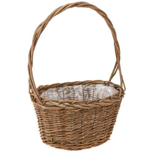 Product Plant basket with handle oval willow brown 28/24cm set of 2