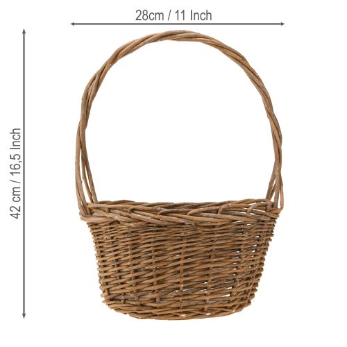 Product Plant basket with handle oval willow brown 28/24cm set of 2