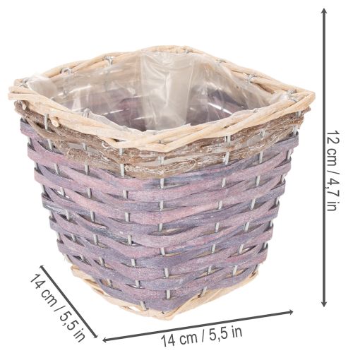 Square plant basket with foil, decorative planter, 14cm, 4 pieces | Floristik24.ie
