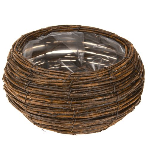 Floristik24 Plant basket round with foil wicker basket brown Ø32/23cm set of 2