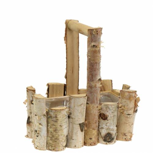 Floristik24 Birch branches planting basket with handle 24x14.5cm H25.5cm