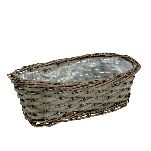 Floristik24 Plant basket oval gray 30cm x 15cm x 10cm 1p