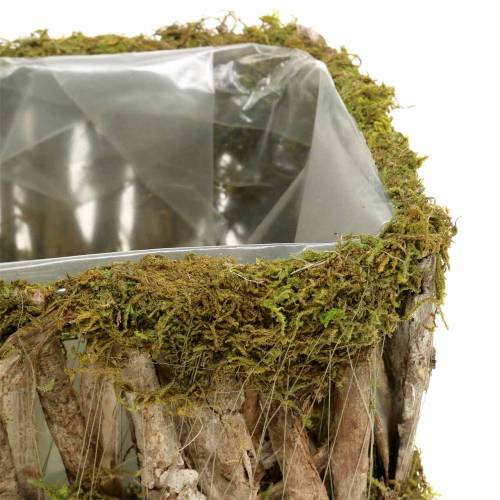 Product Plant basket square moss, bark 34 × 15.5 / 24.5 × 11cm, set of 2
