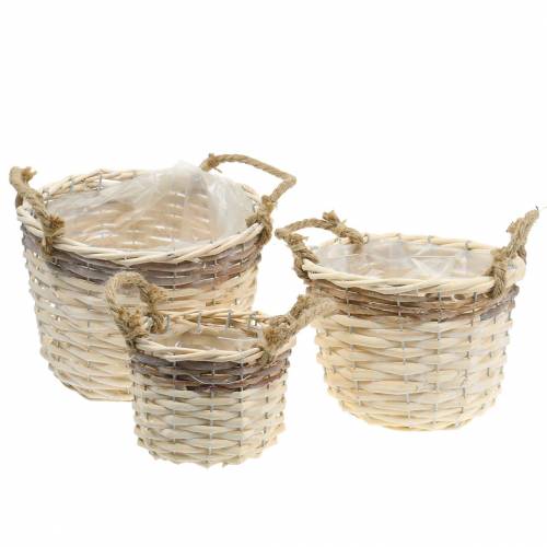 Floristik24 Plant basket with jute handles Ø24 / 20 / 14.5cm, set of 3