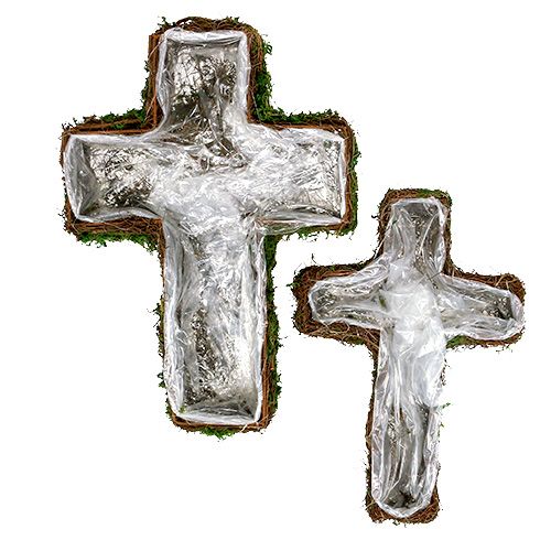 Floristik24 Planting cross set of 2 vine, moss