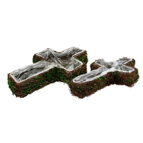 Floristik24 Planting cross set of 2 vine, moss