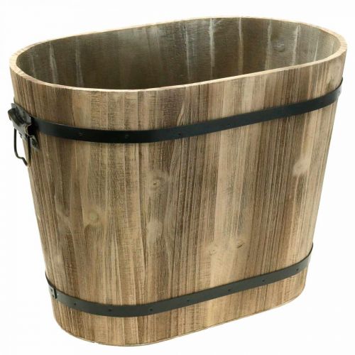 Floristik24 Oval wood planter with country style handles 40 × 25 × 30cm