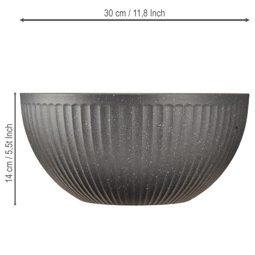 Product Plant pot plastic bowl with grooves anthracite Ø30cm