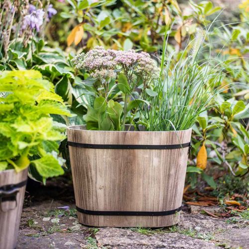 Floristik24 Oval wood planter with country style handles 40 × 25 × 30cm