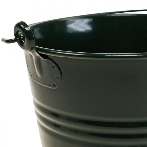 Floristik24 Planter Vintage Deco Metal Bucket Dark Green Ø16 H24cm