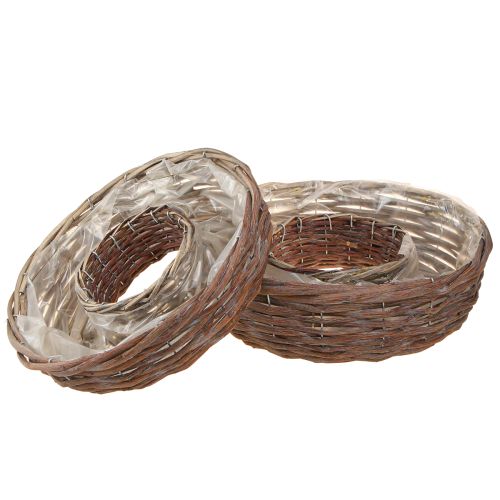 Floristik24 Plant Ring Plant Bowl Wood Natural Grey Ø30/35cm Set 2pcs