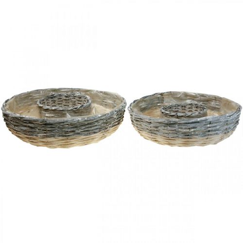 Floristik24 Plant ring willow natural plant bowl Ø44/38cm set of 2 white washed