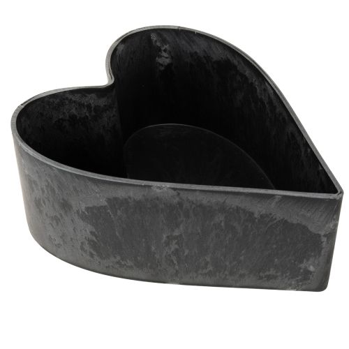 Floristik24 Plant bowl heart decorative plastic bowl anthracite 13×16×6.5cm