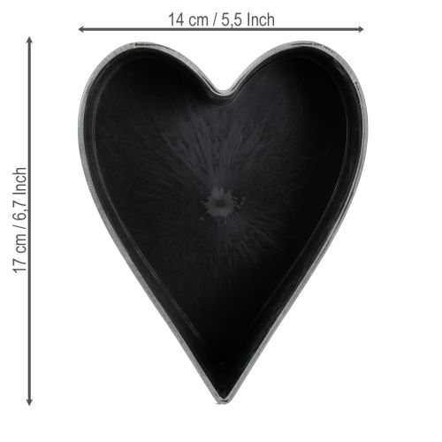 Floristik24 Plant bowl heart decorative plastic bowl anthracite 13×16×6.5cm