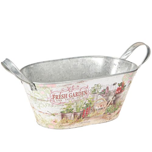 Floristik24 Metal planter oval Fresh Garden 34.5x14x15.5cm