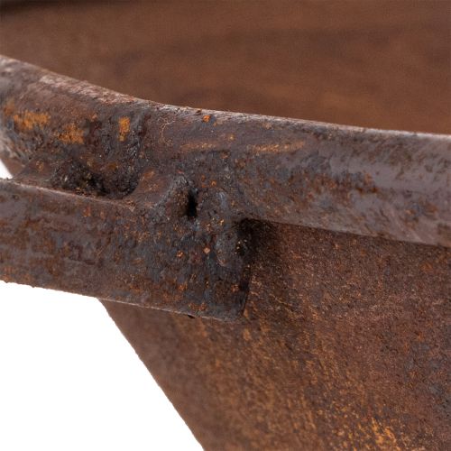 Planting tray, rust-colored pan with handle, metal planter, Ø31cm | Floristik24.ie