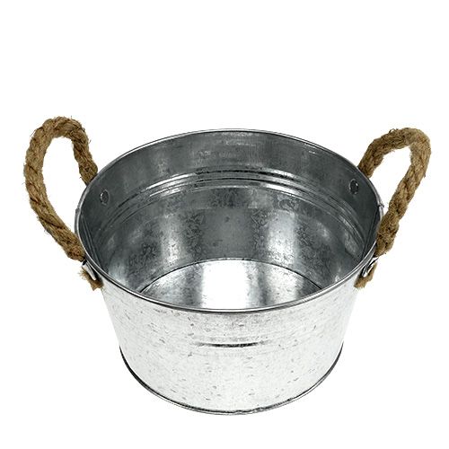 Floristik24 Planter bowl made of sheet metal silver Ø18cm H10cm