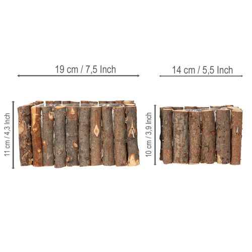 Product Plant bowl square natural birch branches 14.5/20cm set of 2