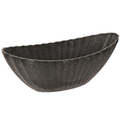 Floristik24 Plant bowl with grooves, planting boat, anthracite, 24 cm