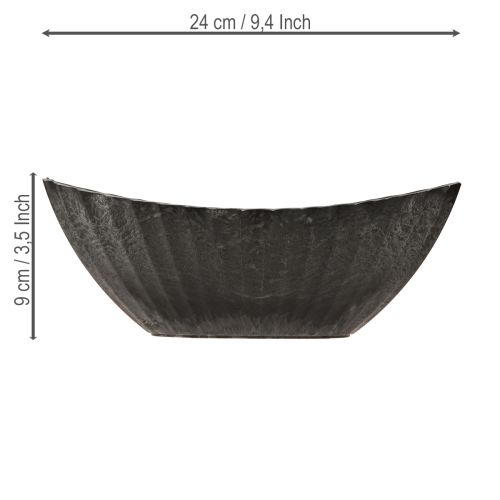 Floristik24 Plant bowl with grooves, planting boat, anthracite, 24 cm
