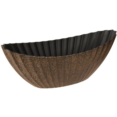 Floristik24 Oval plant pot Planter with grooves Anthracite Gold 24 cm